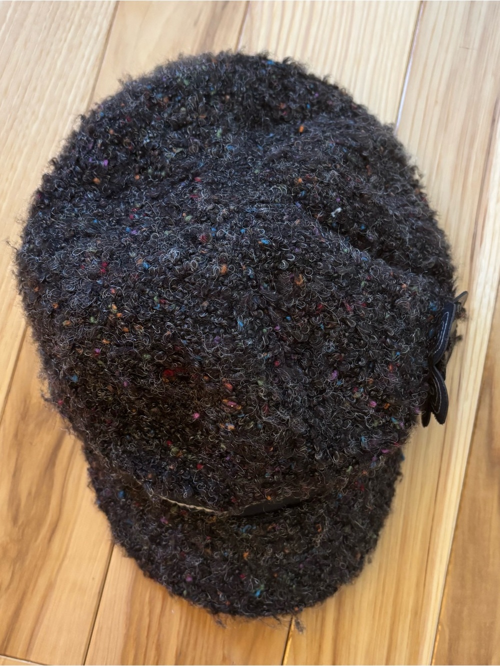 Y2K Scala Pronto Boucle Tweed Flower Accent Newsboy Style Hat - Picture 5 of 8